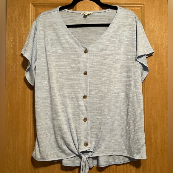 Weatherproof Women's Tie Front Top Sky Blue Blouse - Picture 1 of 7